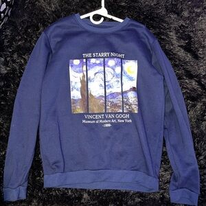 SHEIN Navy Van Gogh Art Sweater